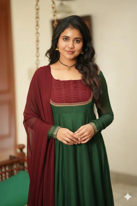 Bhama-Green with maroon