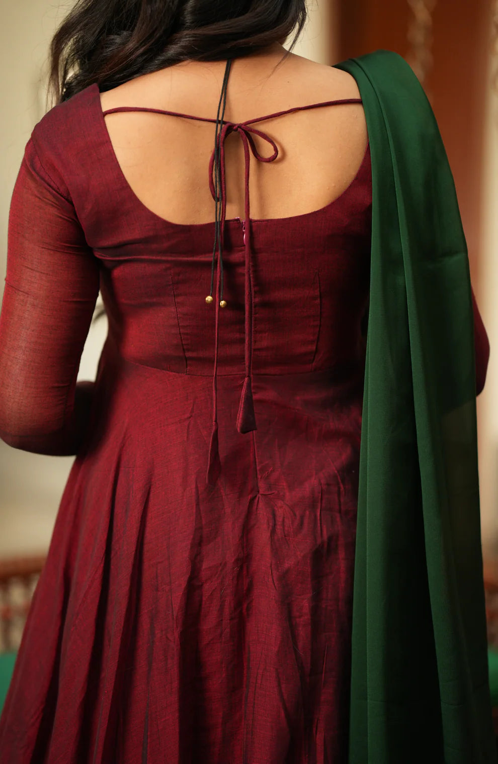 Bhama-Maroon with green