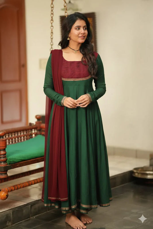 Bhama-Green with maroon