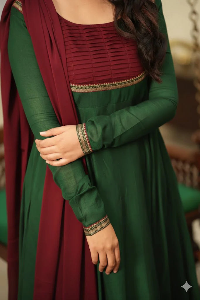 Bhama-Green with maroon