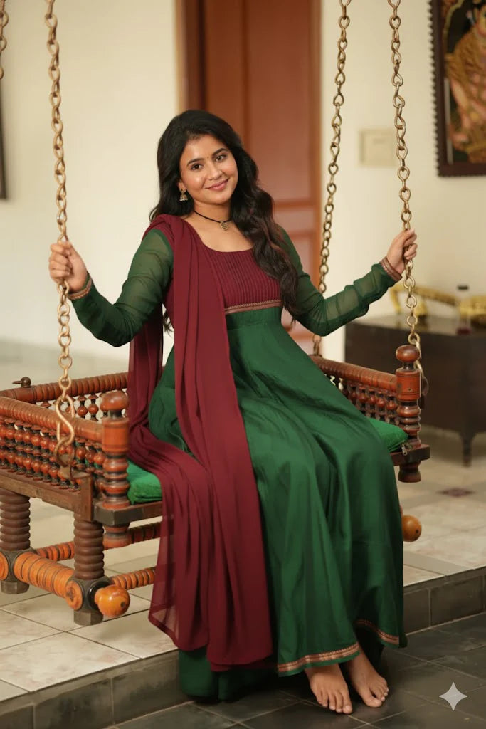 Bhama-Green with maroon