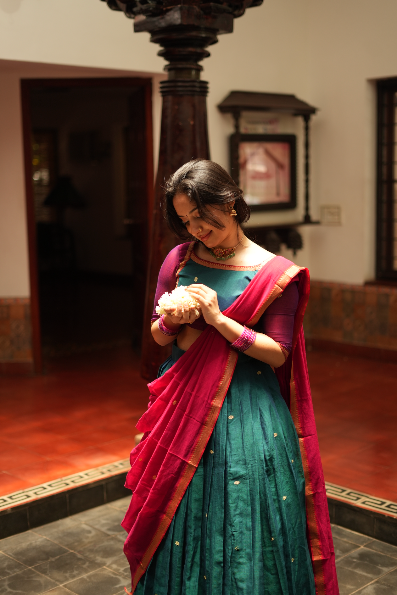 MARAGADHAM-HANDLOOM NARAYANPET HALF SAREE